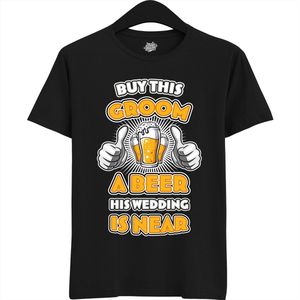 Buy This Groom A Beer | Vrijgezellenfeest Cadeau Man - Groom To Be Bachelor Party - Grappig Bruiloft En Bruidegom Bier shirt - T-Shirt - Unisex - Zwart - Maat 3XL