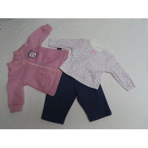 Jogging - 3 Delig - Meisje- Oud rose + blauw- 1 maand 56