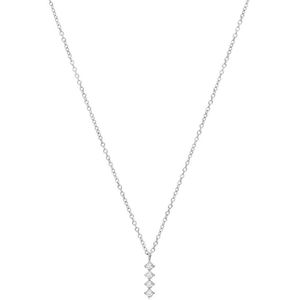 Lucardi Dames Stalen ketting met zirkonia - Ketting - Staal - Zilverkleurig - 47 cm