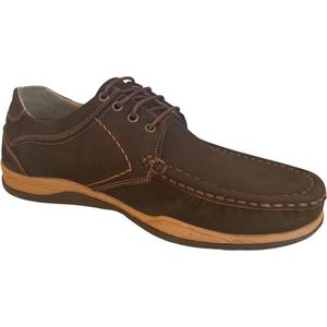 Schoenen- Veterschoenen- Nette Herenschoenen- Comfort schoenen 219- Leer- Bruin 44