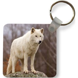 Sleutelhanger - Uitdeelcadeautjes - Wolf - Steen - Wit - Plastic