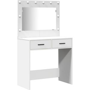 vidaXL - 3-Delige - Kaptafel - Set - met - LED, - Wit - Bewerkt - Hout