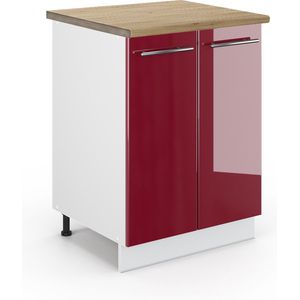 Vicco Fame-Line Keuken Keukenonderkast – 60 cm , WB Eik Bordeauxrode hoogglans , WB Eik