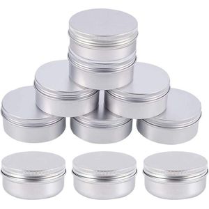 10 stuks 50ml aluminium lege potten, ronde lege aluminium cosmetische containers met schroefdop deksel voor ambachten, cosmetica, zalf, crème, kaars, lippenbalsem, reisopslag