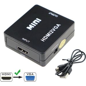 Techvavo® HDMI naar VGA Converter - HDMI naar VGA Adapter - 1080p Full HD (50/60 Hz) - Video Kabel Adapter - Zwart