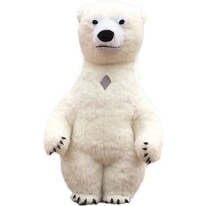 KIMU® Mega Opblaasbare Mascotte IJsbeer - 3 Meter Kostuum Opblaasbaar Pak Wit - Groot Berenpak Opblaaspak Bont - Super Opblaasbare Beer Festival