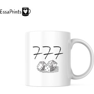 EssaPrints Mok - 777 Dice Mok - Angel Numbers Mok - Angel Numbers - Luck Mok - Cadeau Mok - Moederdagscadeau - Verjaardagscadeau - Koffiemok - Coffee Mug - Mug - Gift Mug - Kerstcadeau