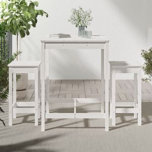 vidaXL - 3-delige - TuinTuinbarset - massief - grenenhout - wit
