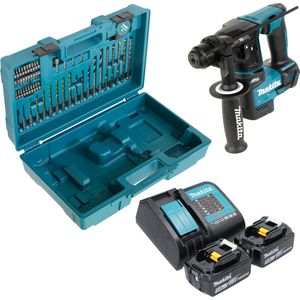 Makita DHR 171 STX3 accuklopboormachine 18 V 1,2 J SDS-Plus Brushless + 2x oplaadbare accu 5,0 Ah + lader + 65-delige accessoireset + koffer