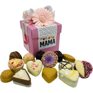 Cho-lala Moederdag cadeaubox MAMA - Chocolade cadeau Moederdag - Roze cadeaubox - 350 gram Moederdag bonbons - chocolade cadeau voor haar - Lente chocolade - Moederdag chocolade harten - Chocolade cadeau voor Moederdag