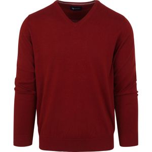 Suitable - Pullover Vini V-Hals Rood - Heren - Maat M - Slim-fit