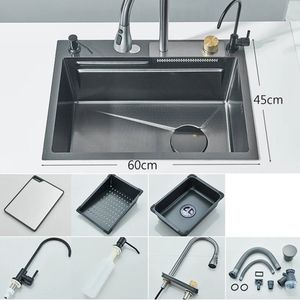 Keukenspoelbak - met Kraan - Spoelbak - Keuken Gootsteen - RVS - 60X45cm - Wasbak Keuken - Zeepdispenser - Bekerreiniger - Zilver