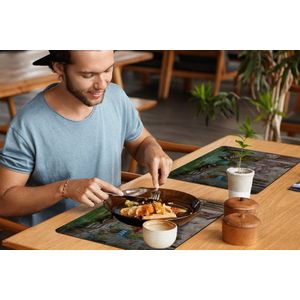 Placemat - Placemats kunststof - Schilderij - Water- Italië - Boot - Architectuur - Olieverf - 45x30 cm - 6 stuks - Hittebestendig - Anti-Slip - Onderlegger - Afneembaar