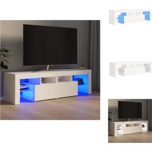 vidaXL Tv-meubel LED-verlichting - 140 x 36.5 x 40 cm - Wit - Bewerkt hout - Kast