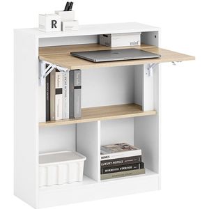Vouwtafel - opvouwbaar bureau - ruimtebesparende kastdeur - duurzaam MDF & rubber hout - 70x85x54cm, ingestort 70x85x25cm