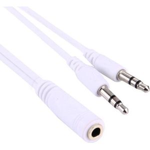 1M Aux audio kabel splitter 3.5mm jack 2X male naar 1X female WIT
