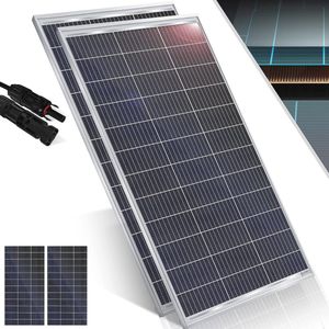 Zonnepaneelset van 2 monokristallijne zonnepanelen - 165W 18V voor 12V accu's - Ideaal voor caravans, camping en tuinhuisjes