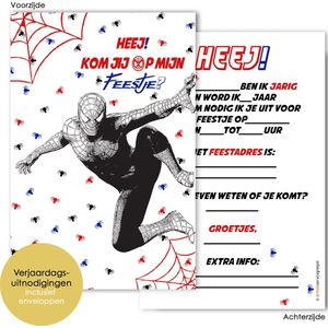 BCI014 - 8 verjaardagskaarten met envelop - Superhelden - Verjaardag uitnodiging - Uitnodigingskaarten - invulkaarten - Superhero - Kinderfeestje - Superhelden feest - Jongenskaart - kinderverjaardag - verjaardagskaart kinderen - Jongensuitnodigingen
