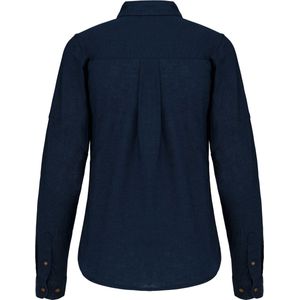 Blouse Dames XS Kariban Lange mouw Navy 55% Linnen, 45% Katoen