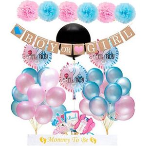 Bollabon® - 64 stuks Gender Reveal Versiering - Mommy To Be Sjerp - Versiering Baby Shower - Geslachtsonthulling en Babyshower - Gender Reveal Confetti Ballon