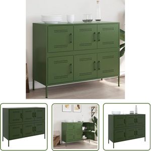 vidaXL Industrieel Dressoir - Dressoir - Dressoir 100,5x39x79 cm staal olijfgroen - Houten Dressoir - Vintage Dressoir - Salontafel