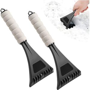 Winterautoruiten sneeuwschep ijskrabber - 2 stuks - auto accessoires - ijskrabbers voor voorruit en achterruit - zwart