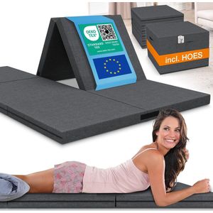 ELONEO Opvouwbaar Matras 140x200 cm - Dik 8 cm Vouwmatras, Wasbaar en Draagbaar Multifunctioneel Logeerbed, Reismatras, Logeermatras, Opvouwbaar Bed, Poef en Zitje