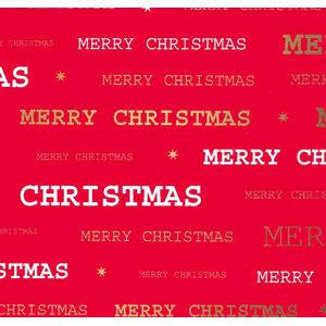 Inpakpapier Cadeaupapier Kerst Merry Xmas Red- Breedte 30 cm - 200m lang