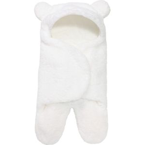 BonBini´s Teddy bear wikkeldeken newborn - zachte witte teddy beer inbakerdoek newborn baby - wikkeldoek -3-6 maanden - Wit