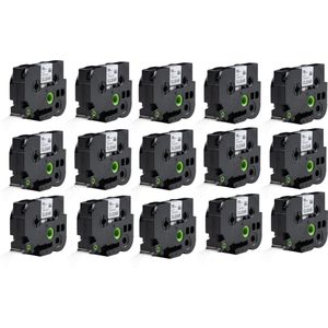 Label Tape Geschikt voor Brother TZe-131 | 12 mm x 8 m | Zwart op Transparant - 15 stuks - Geschikt voor: 1000 1000BTS 1005BTS 1005F 1005FB 1010 1080 1090 1230PC 1260VP 1280 1280DT 1280VP 1290DT 1290VP 1750 1800 1830VP 18R 1950