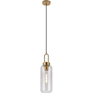 Pendant - Hanglamp - cilinder - helder glas - koper - 1 lichtpunt