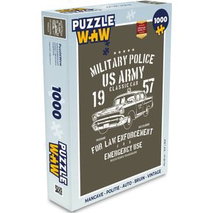 Puzzel Mancave - Politie - Auto - Bruin - Vintage - Legpuzzel - Puzzel 1000 stukjes volwassenen
