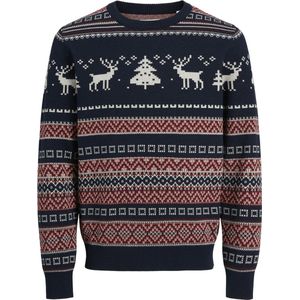 Jack & Jones Heren Kersttrui JJXMAS SNOWBALL Blauw/Rood - Maat L