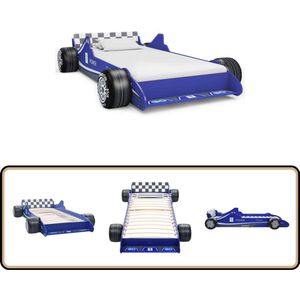 vidaXL Kinderbed Raceauto Blauw - 90x200 cm Kinderbed - Raceauto Bed - Kids Bed - Blauwdruk - Kinderkamers Decoratie