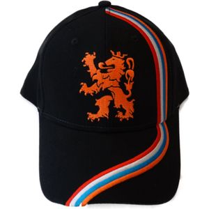 Cap Holland zwart met oranje leeuw en rood-wit-blauwe vlag | WK Voetbal Qatar 2022 | Nederlands elftal pet | Holland souvenir