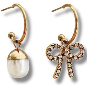 Zatthu Jewelry - N21AW407 - Iggy mismatched oorbellen met zirkonia en parel