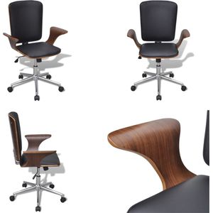 vidaXL Kantoorstoel draaibaar gebogen hout en kunstleer - Kantoorstoel - Kantoorstoelen - Computer En Tafelstoel - Computer En Tafelstoelen