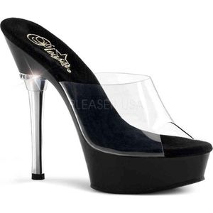 Pleaser - ALLURE-601 Muiltjes met hak - US 8 - 38 Shoes - Zwart/Transparant