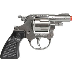 Gohner politie verkleed speelgoed revolver/pistool met kort loop - metaal/plastic - 8 schots