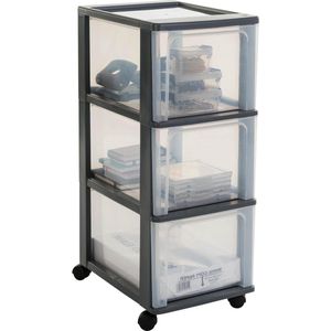 Opbergtoren organizer 3 laden 13L - B26 x D35.5 x H605 cm - Zwart - voor kantoor en woonkamer Ladenkast