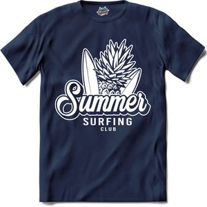 Summer Surfing | Surfen - Surf - Surfboard - T-Shirt - Unisex - Navy Blue - Maat L