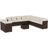 vidaXL - 12-delige - Loungeset - met - kussens - poly - rattan - bruin