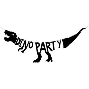 PARTYDECO - Zwarte kartonnen dino party feestslinger - Decoratie > Muur-, deur- en raamdecoratie