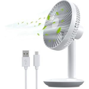 Oplaadbare Tafelventilator - Draadloos en Efficiënt - Verfrissende Bries - Stil - Instelbare Snelheden - 6-Inch
