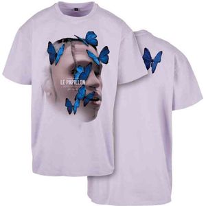 Mister Tee - Le Papillon Oversize Heren T-shirt - 3XL - Paars