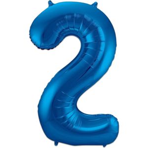 LUQ - Cijfer Ballonnen - Cijfer Ballon 2 Jaar Blauw XL Groot - Helium Verjaardag Versiering Feestversiering Folieballon