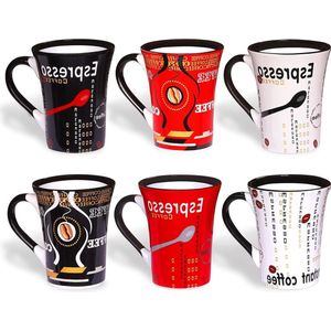 Porselein Koffiekopjes 125ml Originele Geschenkkopjes Solo-Koffiekopjes Theekop Rood Koffiekopjes set van 6