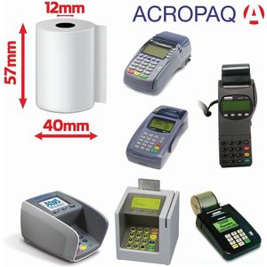 ACROPAQ - 50 x Pinrollen - 57 x 40 mm, 19 m, BPA-vrij, Kassarollen voor mobiele betaalterminal - Bancontact rollen, Thermische rollen