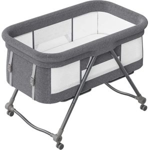 Amalee - Opvouwbare babybed - Reiswieg - Met matras - Met wielen - Makkelijk voor op vakantie/camping - schommelende wieg - Zowel verkrijgbaar in het grijs en creme