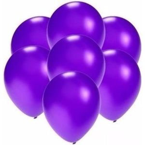 Kleine ballonnen paars metallic 100 stuks - paarse feestartikelen